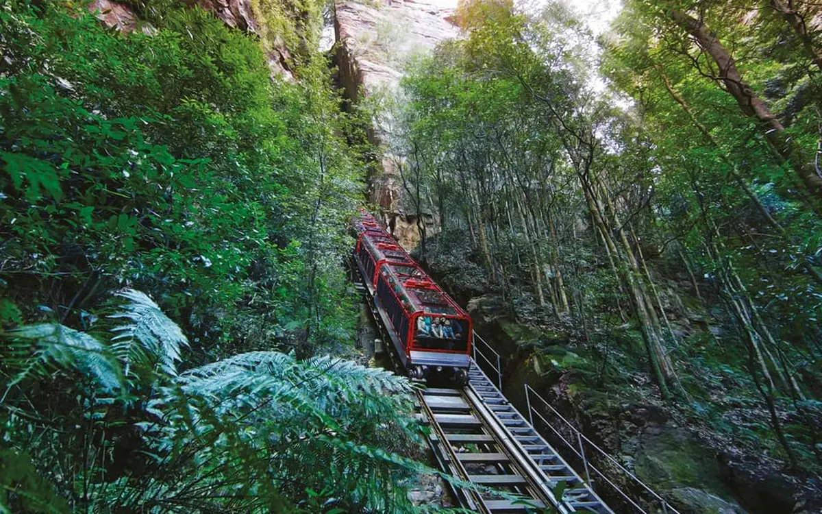 Riding the Scenic Railway at Scenic World in the Blue Mountains